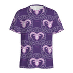 Purple Aries Zodiac Pattern Print Men's Sports T-Shirt