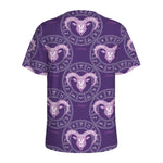 Purple Aries Zodiac Pattern Print Men's Sports T-Shirt