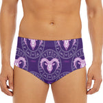 Purple Aries Zodiac Pattern Print Men's Triangle Swim Briefs