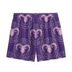 Purple Aries Zodiac Pattern Print Mesh Shorts