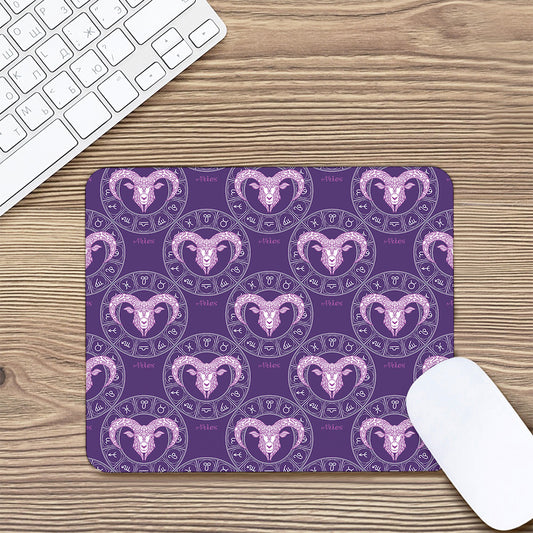 Purple Aries Zodiac Pattern Print Mouse Pad