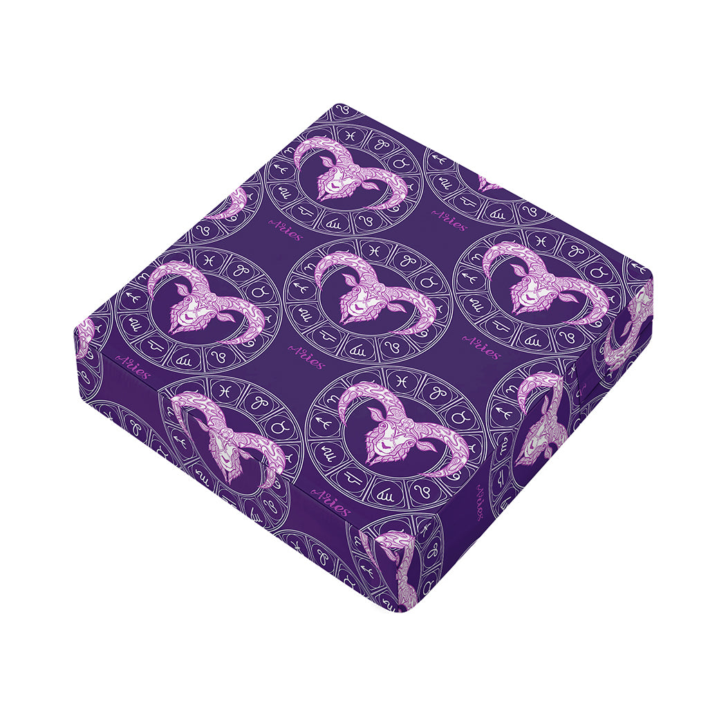 Purple Aries Zodiac Pattern Print Outdoor Seat Cushion Cover