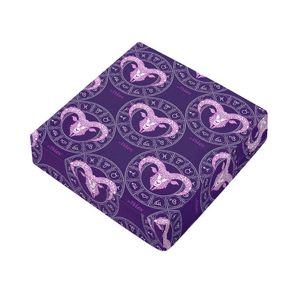 Purple Aries Zodiac Pattern Print Outdoor Seat Cushion Cover