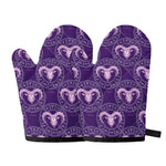 Purple Aries Zodiac Pattern Print Oven Mitts