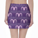 Purple Aries Zodiac Pattern Print Pencil Mini Skirt