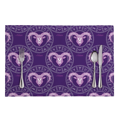 Purple Aries Zodiac Pattern Print Placemat