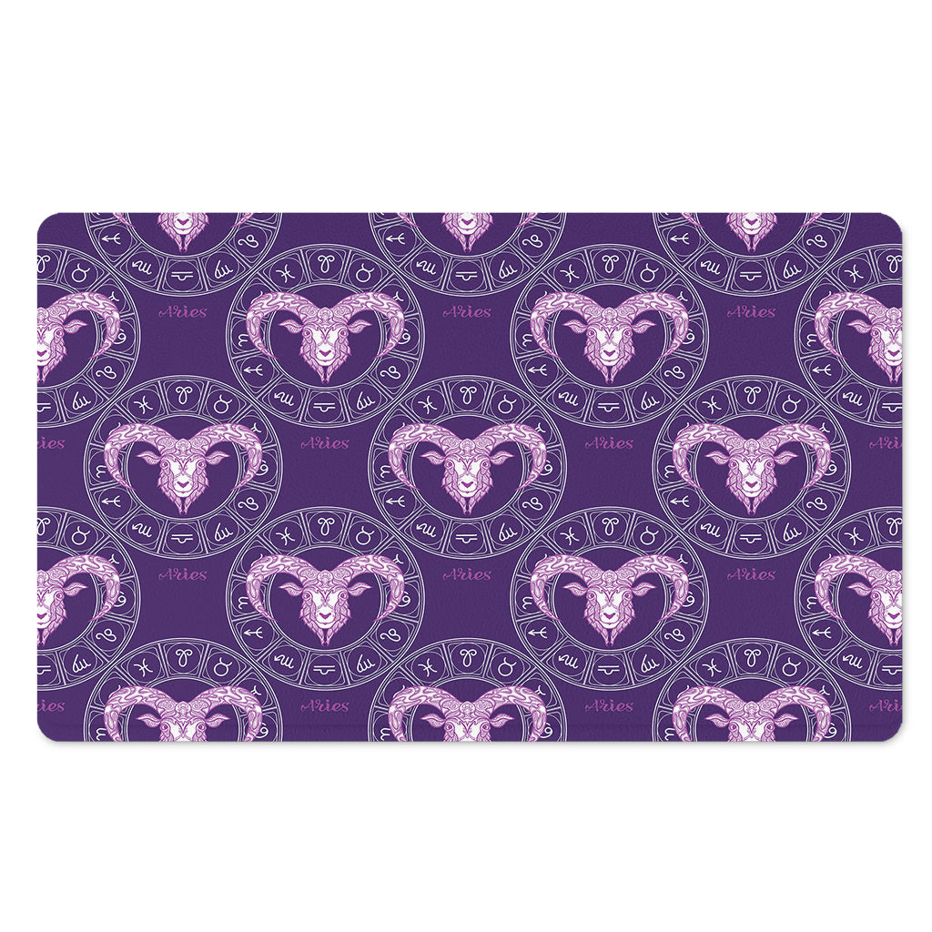 Purple Aries Zodiac Pattern Print Polyester Doormat