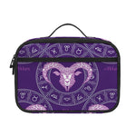 Purple Aries Zodiac Pattern Print Portable Lunch Bag