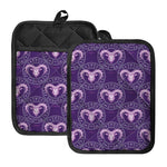 Purple Aries Zodiac Pattern Print Pot Holders With Pocket