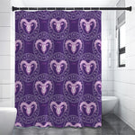 Purple Aries Zodiac Pattern Print Premium Shower Curtain