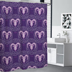 Purple Aries Zodiac Pattern Print Premium Shower Curtain