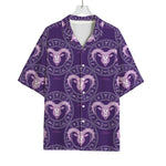 Purple Aries Zodiac Pattern Print Rayon Hawaiian Shirt