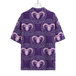 Purple Aries Zodiac Pattern Print Rayon Hawaiian Shirt