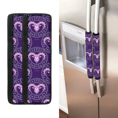 Purple Aries Zodiac Pattern Print Refrigerator Handle Covers