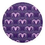 Purple Aries Zodiac Pattern Print Round Blanket