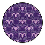 Purple Aries Zodiac Pattern Print Round Floor Mat