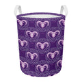 Purple Aries Zodiac Pattern Print Round Laundry Basket