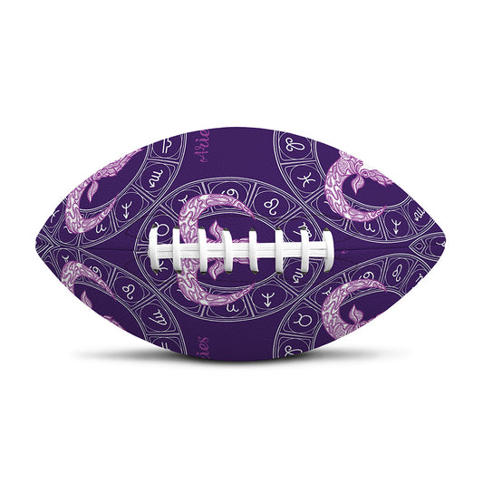 Purple Aries Zodiac Pattern Print Rugby Ball
