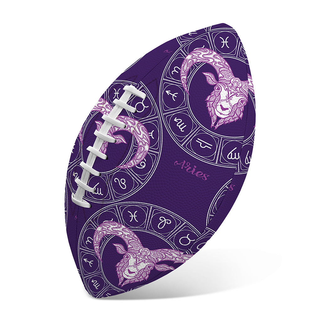 Purple Aries Zodiac Pattern Print Rugby Ball