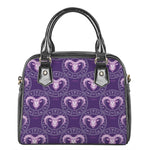Purple Aries Zodiac Pattern Print Shoulder Handbag