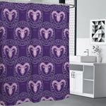 Purple Aries Zodiac Pattern Print Shower Curtain