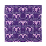 Purple Aries Zodiac Pattern Print Silk Bandana