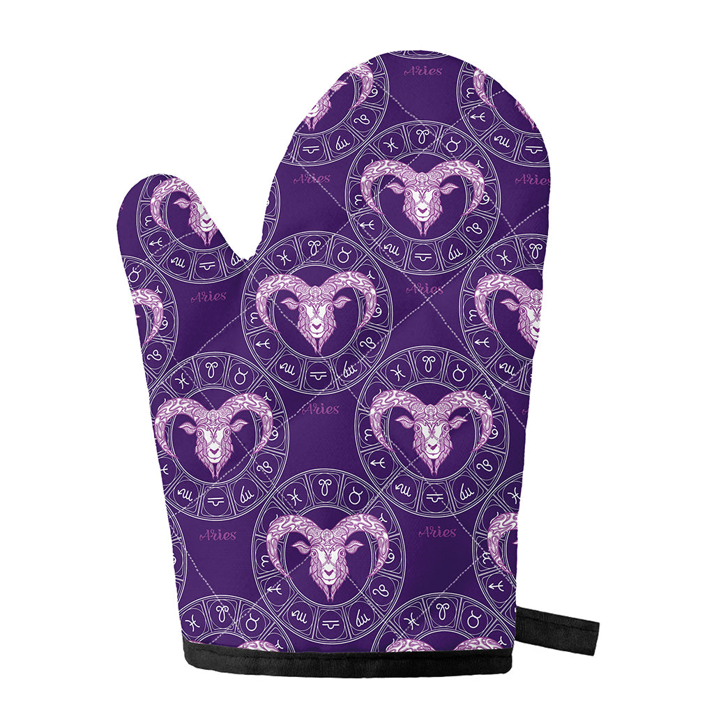 Purple Aries Zodiac Pattern Print Single Oven Mitt