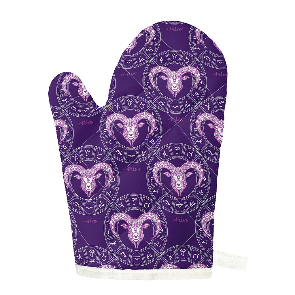 Purple Aries Zodiac Pattern Print Single Oven Mitt