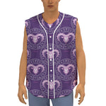 Purple Aries Zodiac Pattern Print Sleeveless Baseball Jersey