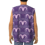 Purple Aries Zodiac Pattern Print Sleeveless Baseball Jersey