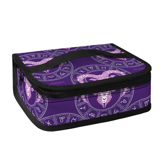 Purple Aries Zodiac Pattern Print Small Lunch Bag