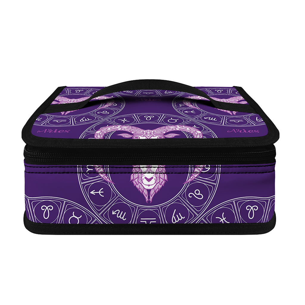 Purple Aries Zodiac Pattern Print Small Lunch Bag