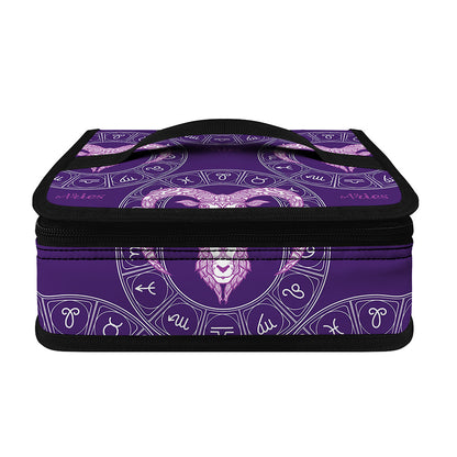 Purple Aries Zodiac Pattern Print Small Lunch Bag