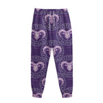 Purple Aries Zodiac Pattern Print Sweatpants