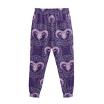 Purple Aries Zodiac Pattern Print Sweatpants