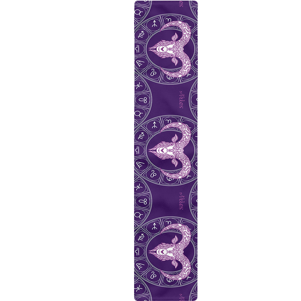 Purple Aries Zodiac Pattern Print Table Runner