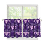 Purple Aries Zodiac Pattern Print Tier Curtains