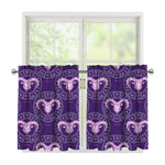 Purple Aries Zodiac Pattern Print Tier Curtains