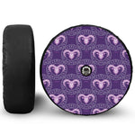 Purple Aries Zodiac Pattern Print Tire Cover With Camera Hole