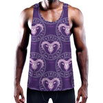 Purple Aries Zodiac Pattern Print Training Tank Top