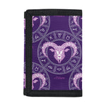 Purple Aries Zodiac Pattern Print Trifold Wallet