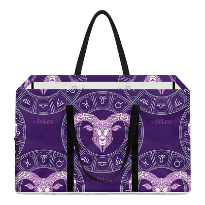 Purple Aries Zodiac Pattern Print Utility Tote Bag