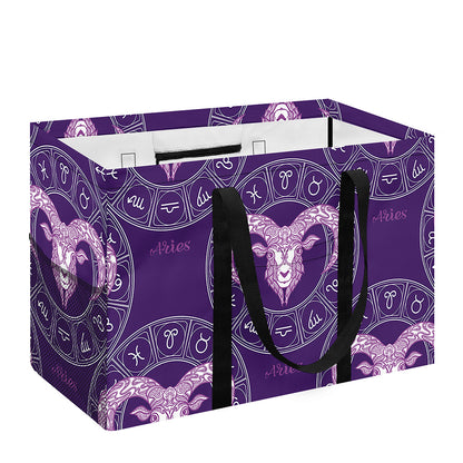 Purple Aries Zodiac Pattern Print Utility Tote Bag