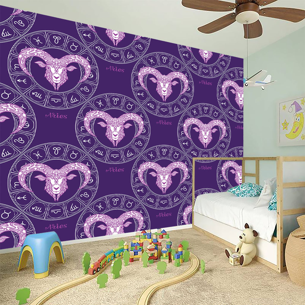 Purple Aries Zodiac Pattern Print Wall Sticker