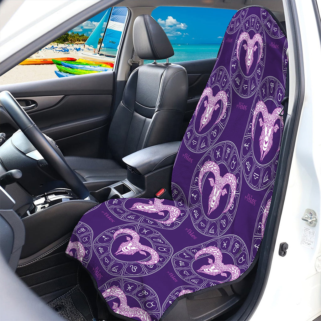 Purple Aries Zodiac Pattern Print Waterproof Car Seat Cover