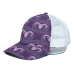 Purple Aries Zodiac Pattern Print White Mesh Trucker Cap
