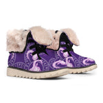 Purple Aries Zodiac Pattern Print Winter Boots