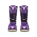 Purple Aries Zodiac Pattern Print Winter Boots