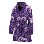 Purple Aries Zodiac Pattern Print Women's Bathrobe