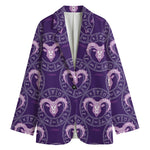 Purple Aries Zodiac Pattern Print Women's Blazer